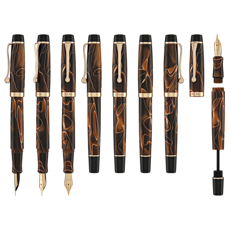 Opus 88 Harmony Fountain Pen in Brown with Rose Gold