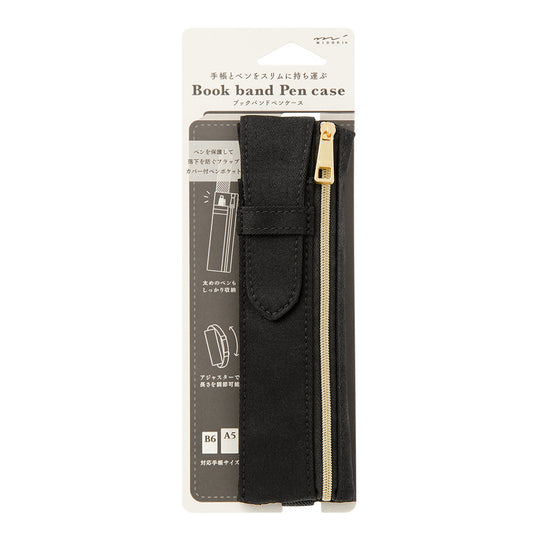 Midori Book Band Pen Case for B6 to A5 in Black