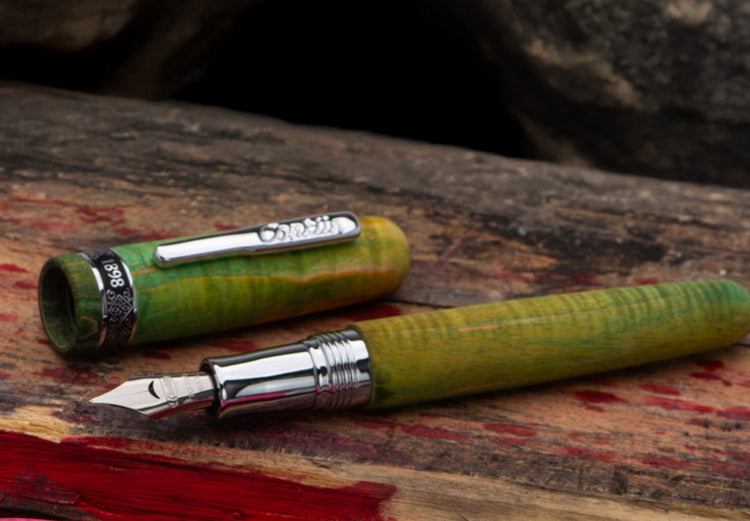 Conklin 1898 Stabilized Wood Fountain Pen in Matte Green with Chrome Trim - Limited Edition