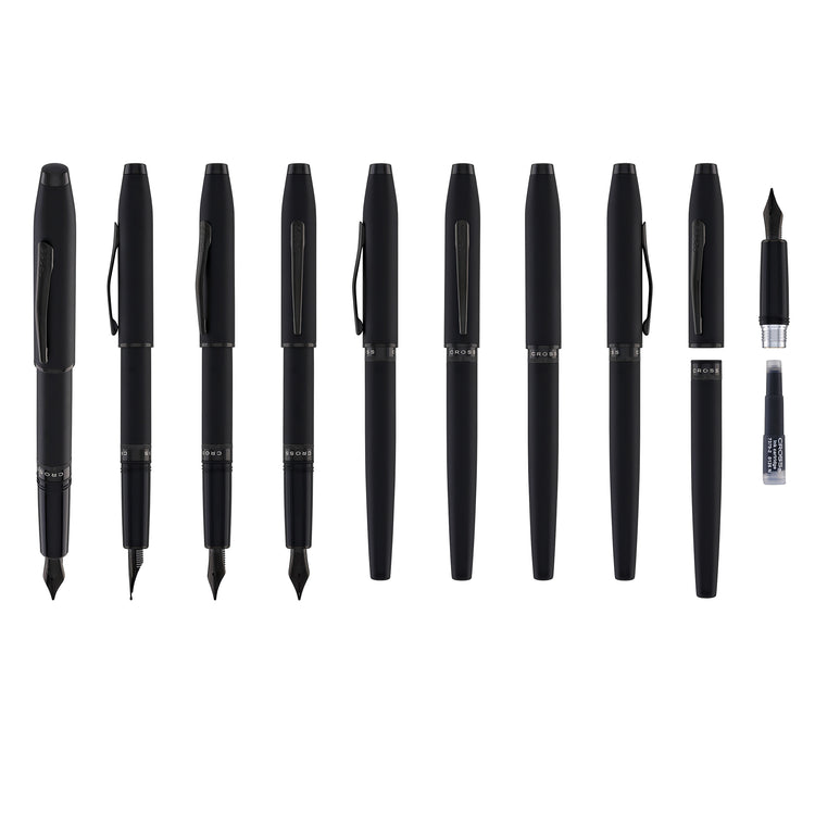 Cross Foundry Fountain Pen in Matte Black Lacquer with PVD Black Appointments - Medium Nib