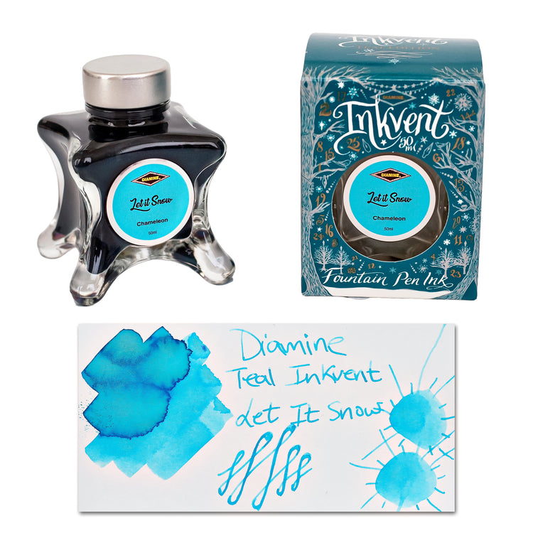 Diamine Inkvent Teal Edition Chameleon Bottled Ink in Let it Snow - 50 ml