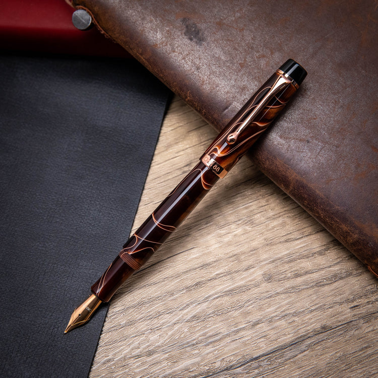 Opus 88 Harmony Fountain Pen in Brown with Rose Gold