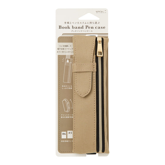 Midori Book Band Pen Case for B6 to A5 in Beige