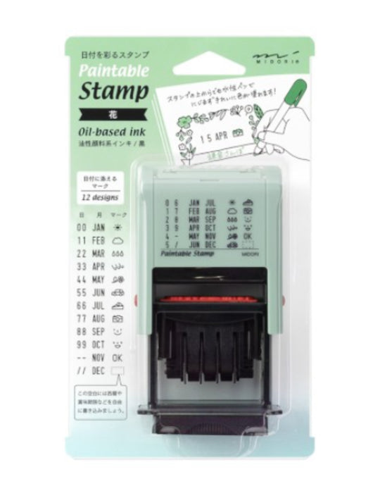 Midori Paintable Rotating Date Stamp in Flowers