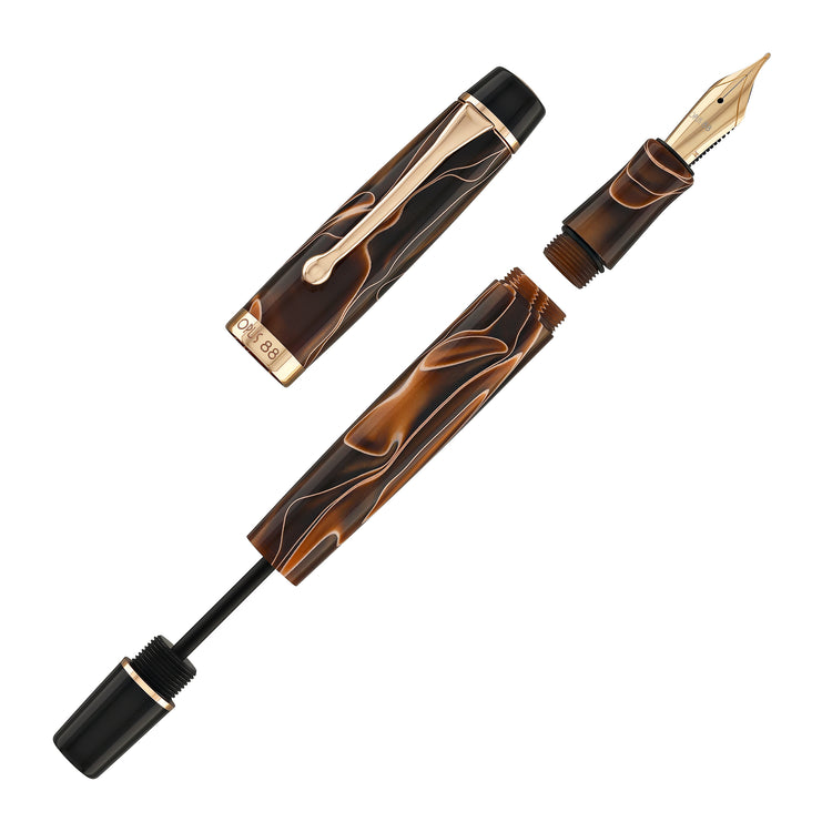 Opus 88 Harmony Fountain Pen in Brown with Rose Gold