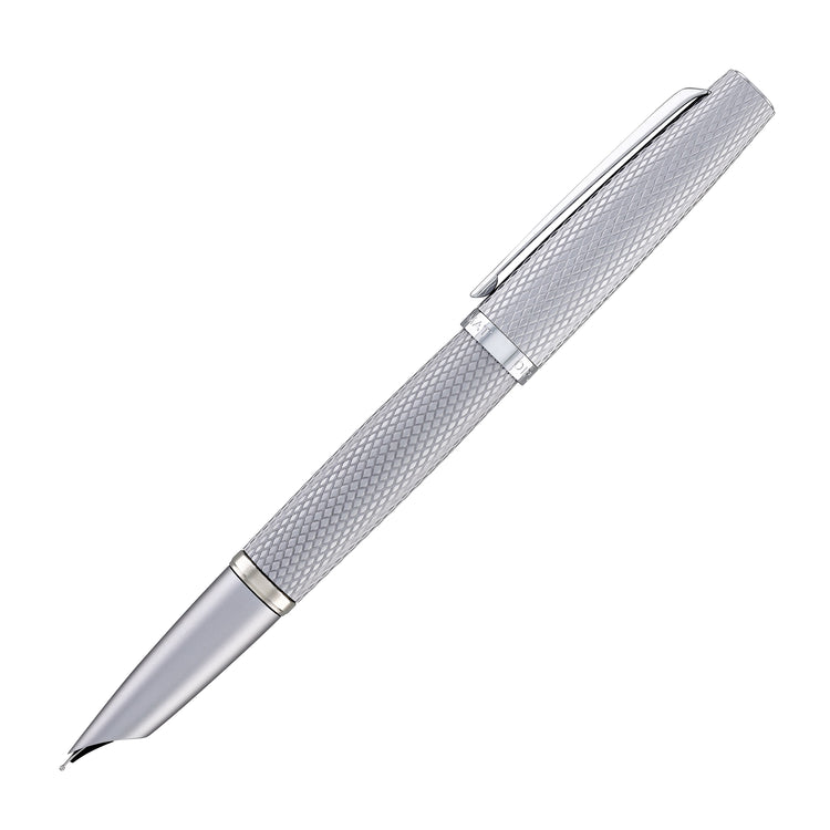 Diplomat Viper Fountain Pen in Silver Guilloche - Fine/Medium Nb