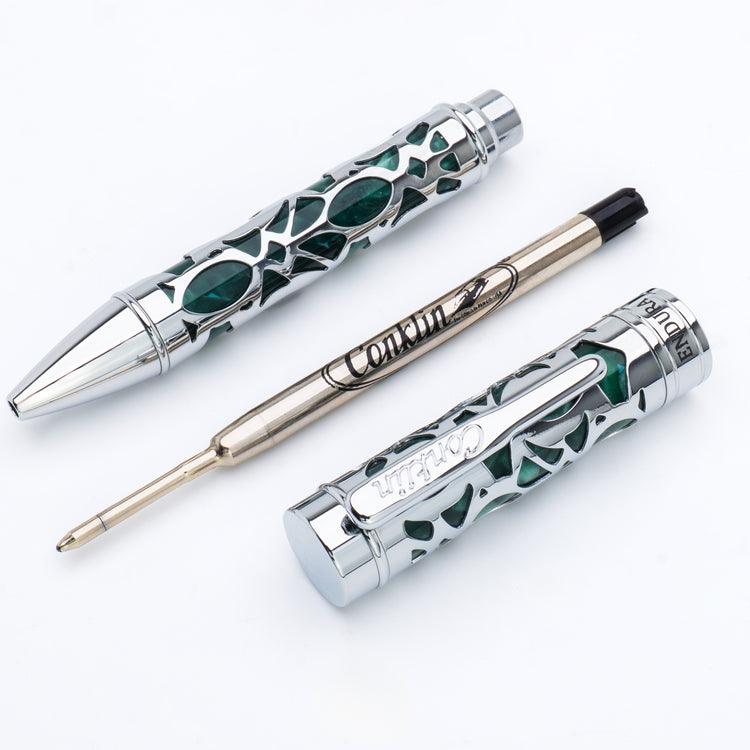 Conklin Endura Deco Crest Ballpoint Pen in Green with Chrome Trim