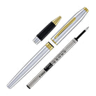 Cross Foundry Rollerball Pen in Polished Chrome with PVD Gold Appointments