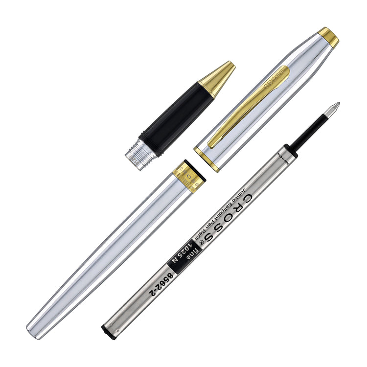 Cross Foundry Rollerball Pen in Polished Chrome with PVD Gold Appointments
