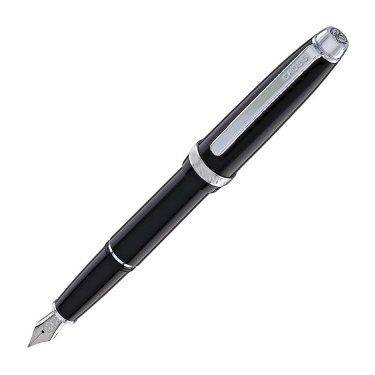 Cross Lume Fountain Pen in Obsidian Black with Polished Chrome Appointments - Medium Nib