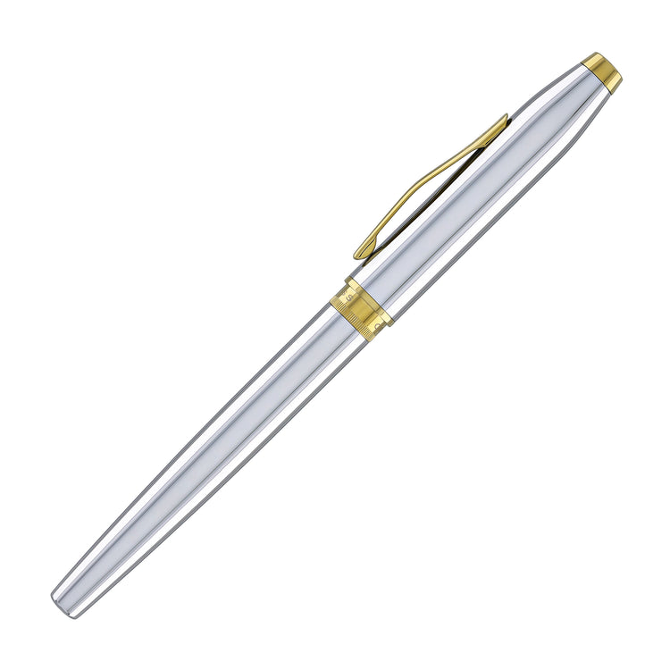 Cross Foundry Rollerball Pen in Polished Chrome with PVD Gold Appointments