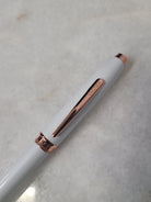 Misfit Item 0001 Cross Foundry Rollerball Pen in Pearl White Lacquer with Rose Gold Appointments
