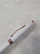 Misfit Item 0001 Cross Foundry Rollerball Pen in Pearl White Lacquer with Rose Gold Appointments