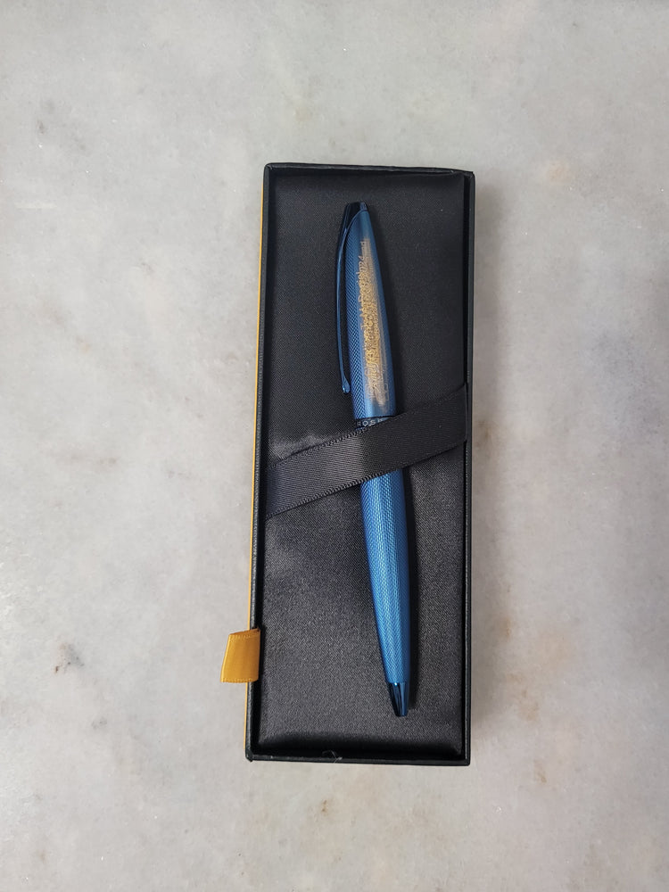 Misfit Item 0054 Cross ATX Ballpoint Pen in Sandblasted Dark Blue PVD with Etched Diamond Pattern
