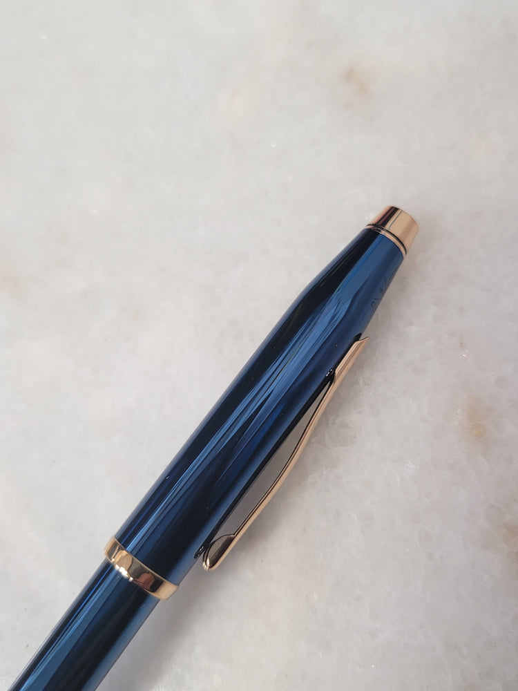 Misfit 0056 Cross Century II Ballpoint Pen in Translucent Blue with Rose Gold Trim