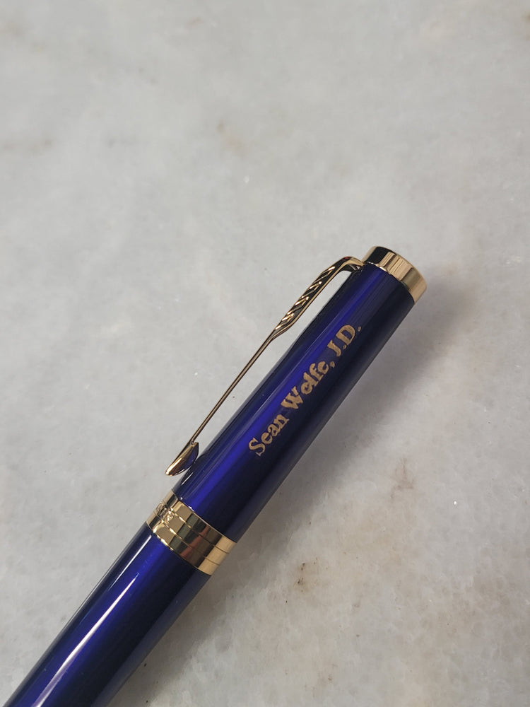 Misfit Item 0058 Parker Ingenuity Ballpoint Pen in Blue with Gold Trim