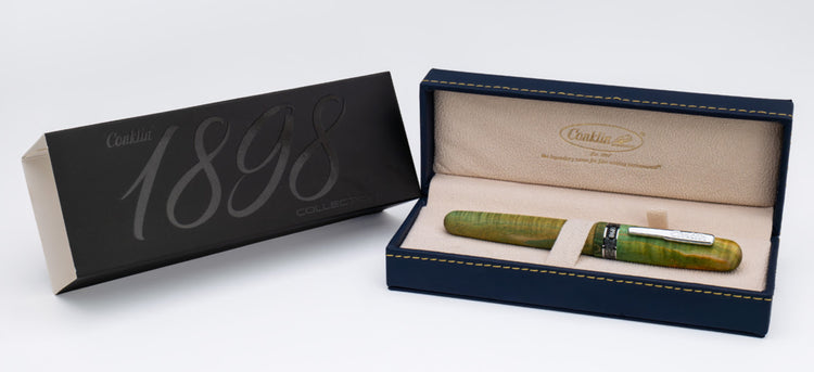 Conklin 1898 Stabilized Wood Fountain Pen in Matte Green with Chrome Trim - Limited Edition