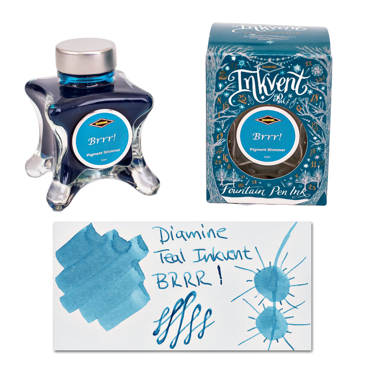 Diamine Inkvent Teal Edition Pigment Shimmer Bottled Ink in BRRR - 50 ml
