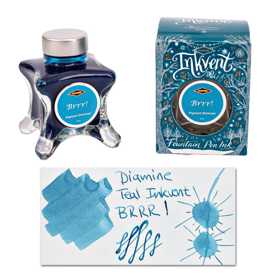Diamine Inkvent Teal Edition Pigment Shimmer Bottled Ink in BRRR - 50 ml