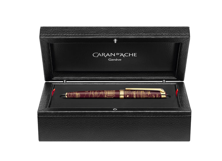 Caran d'Ache Rollerball Pen in Toile De Jouy Burgundy - Limited Edition