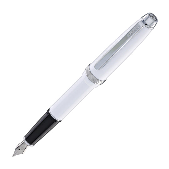 Cross Lume Fountain Pen in Porcelain White with Polished Chrome Appointments - Medium Nib