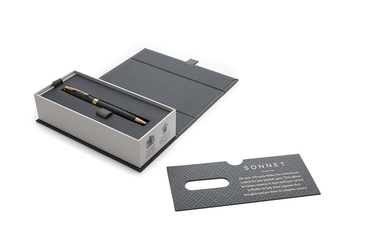 Parker Sonnet Retractable Ballpoint Pen in Matte Lacquered Black with Gold Trim