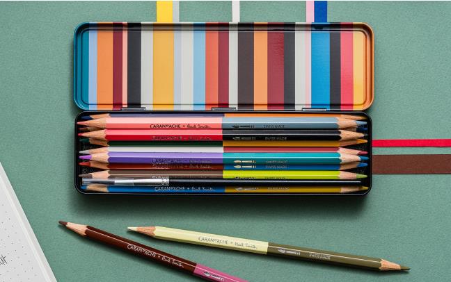 Caran d'Ache Paul Smith 5 Bicolor Set of 12 Coloured Pencils with Brush