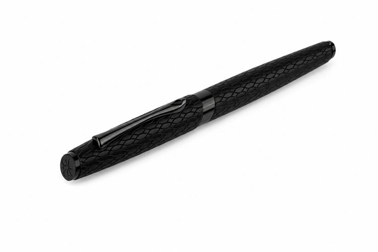 Diplomat Cobra Fountain Pen in Matte Black Guilloche