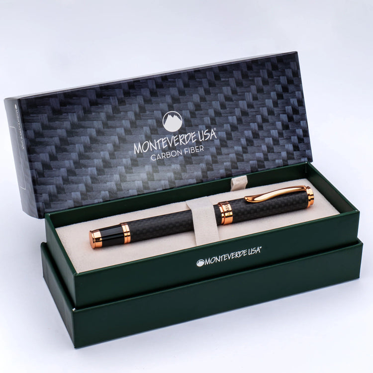 Monteverde Innova Rollerball Pen in Matte Carbon with Rosegold Trim