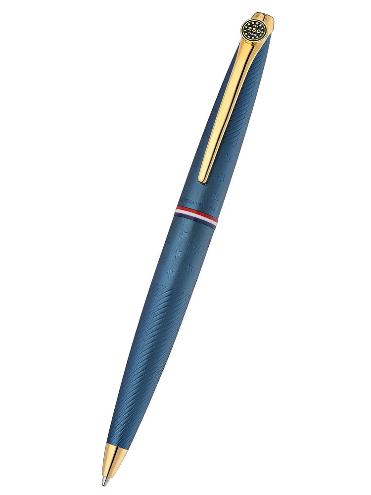 Cross ATX Americana Ballpoint Pen in Blue PVD with Gold Appointments