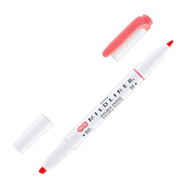 Zebra Mildliner Dual-Tip Highlighter in Coral Pink