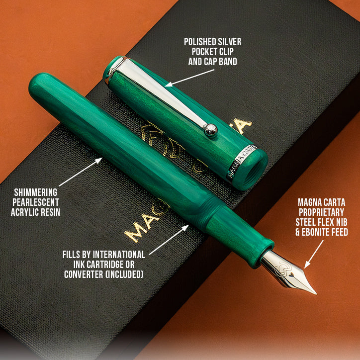 Magna Carta MAG 650 Fountain Pen in Liberty Pearl - Steel Flex Nib