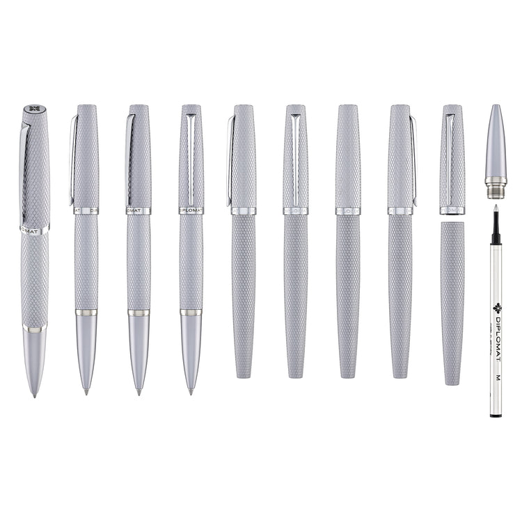Diplomat Viper Rollerball Pen in Silver Guilloche