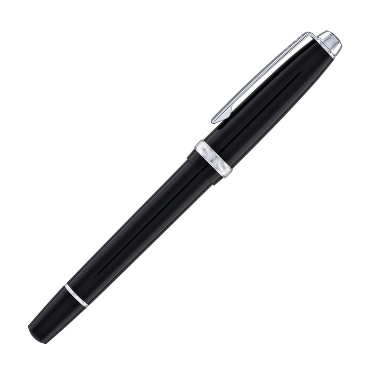 Cross Lume Fountain Pen in Obsidian Black with Polished Chrome Appointments - Medium Nib