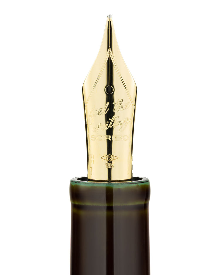 Scribo Piuma Fountain Pen in Hane Toruko with Yellow Gold Trim - Limited Edition