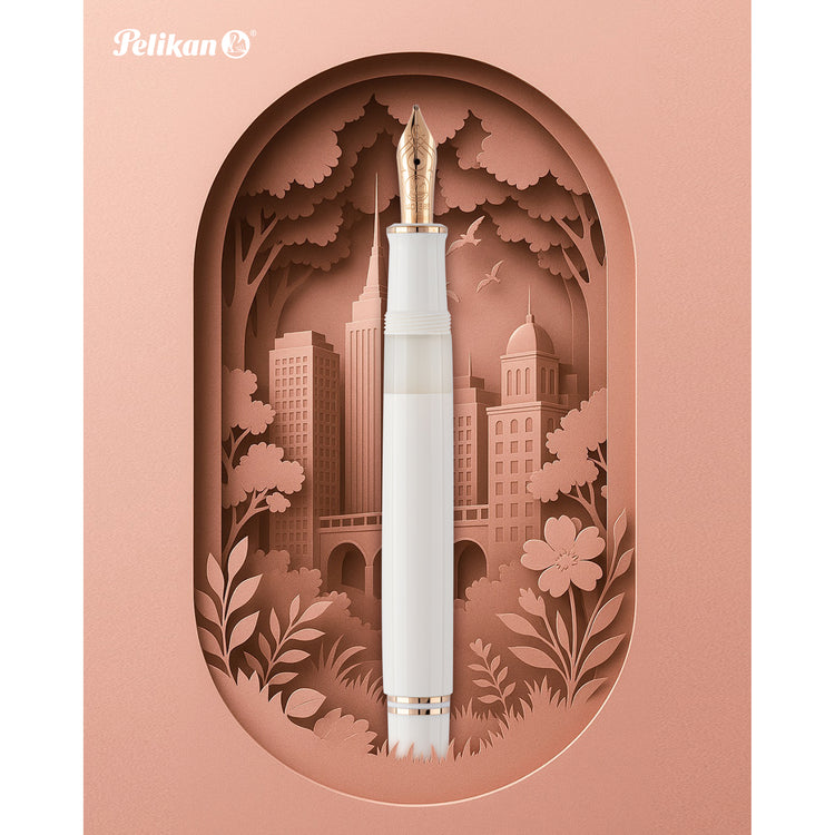 Pelikan Souveran 600 Fountain Pen in White & Rose Gold Trim