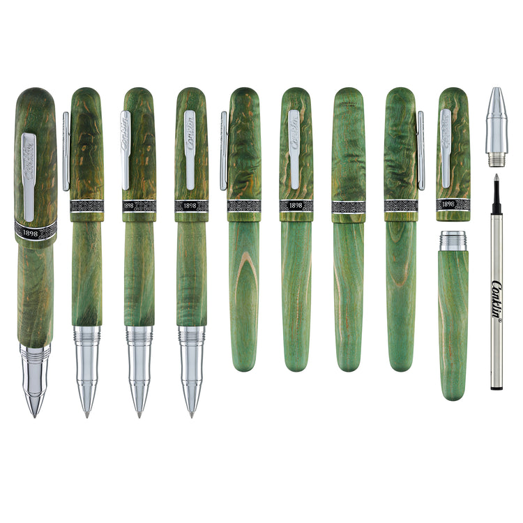 Conklin 1898 Stabilized Wood Rollerball Pen in Matte Green with Chrome Trim - Limited Edition