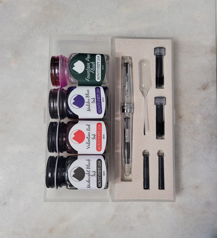 Misfit Item 0008 Monteverde Monza ID Fountain Pen Set in Clear - Flex Nib