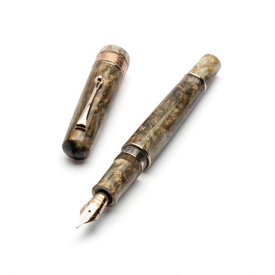 Leonardo Momento Zero Grande 2.0 Fountain Pen in Cosmos Chocolate Flower, Rose Gold Trim No. 8 Size Nib