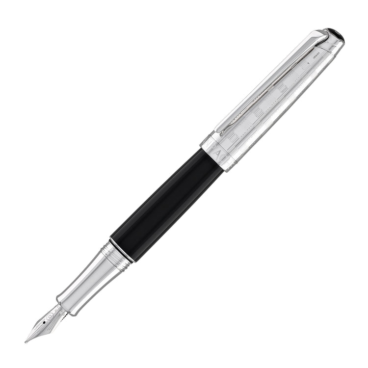 Caran d'Ache Leman Fountain Pen in Damier Gift Set with Leather Case - Special Edition