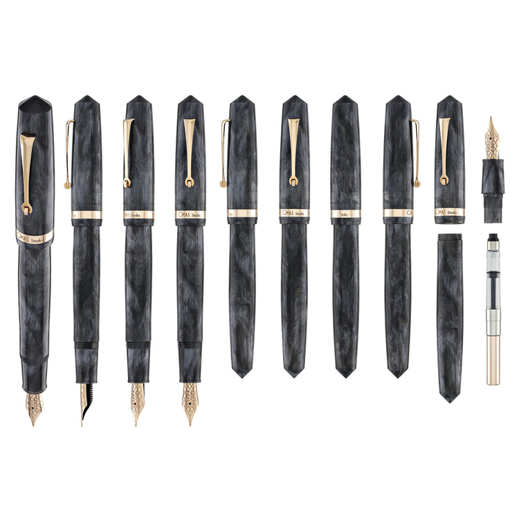 OMAS Studio Fountain Pen in Grigio Luminoso with Rose Gold Trim