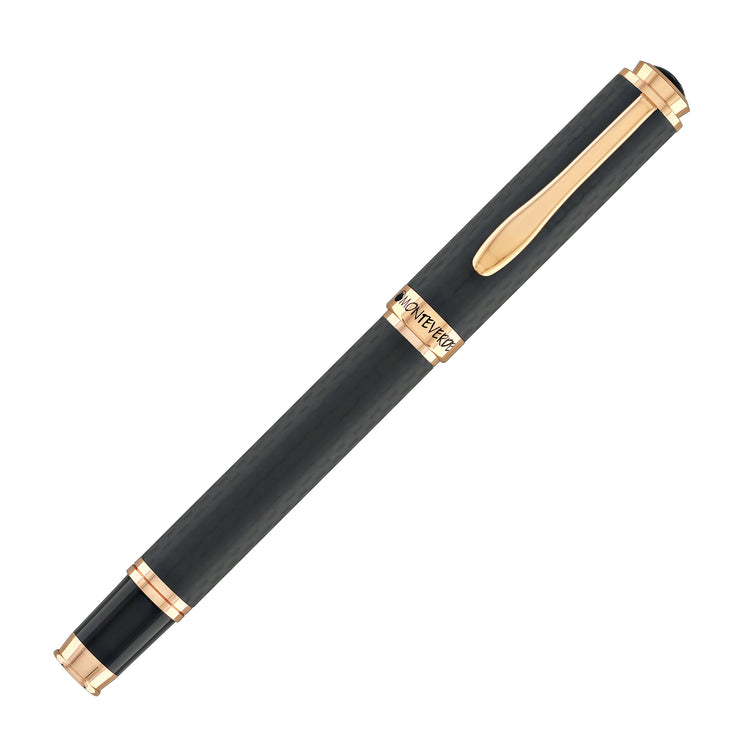 Monteverde Innova Fountain Pen in Matte Carbon with Rosegold Trim