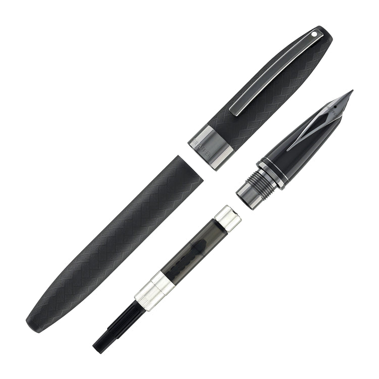 Sheaffer Legacy Chevron Fountain Pen in Matte Black with PVD Gunmetal