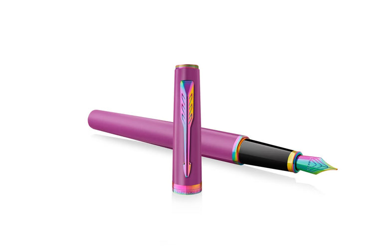 Parker Meridian Fountain Pen in Grape Lacquer with Rainbow Trim - Fine