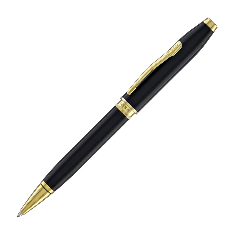 Cross Foundry Ballpoint Pen in Glossy Black Lacquer with PVD Gold Appointments