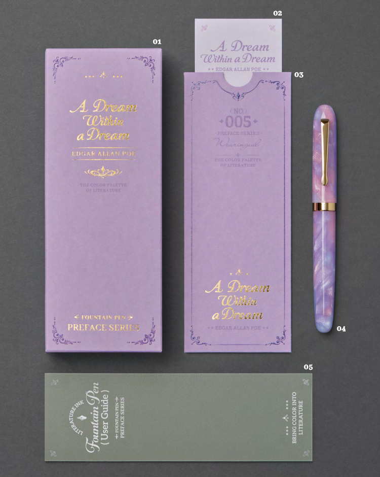 Wearingeul Preface Fountain Pen in A Dream Within a Dream with Gold Trim