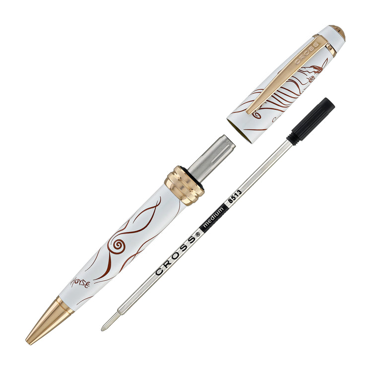 Cross Bailey Zodiac Year of the Horse Ballpoint Pen in White Lacquer with Rose Gold Plated