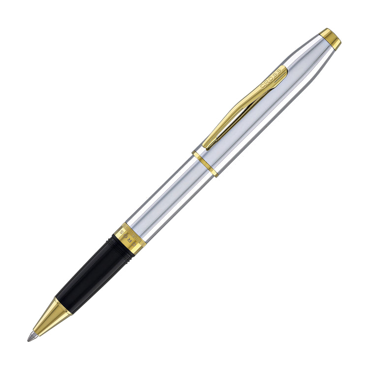 Cross Foundry Rollerball Pen in Polished Chrome with PVD Gold Appointments