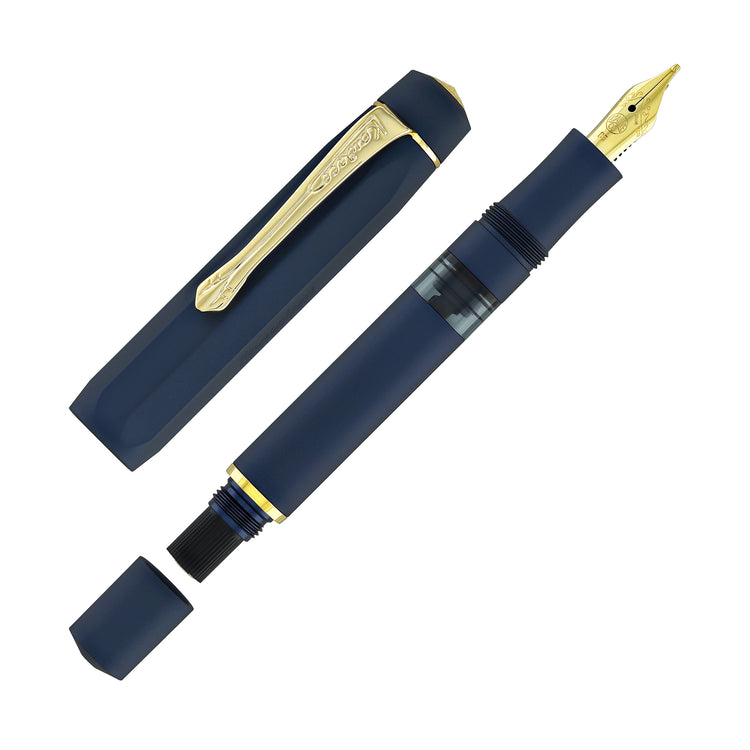 Kaweco Piston Sport AL Fountain Pen in Navy/Gold Starter Set