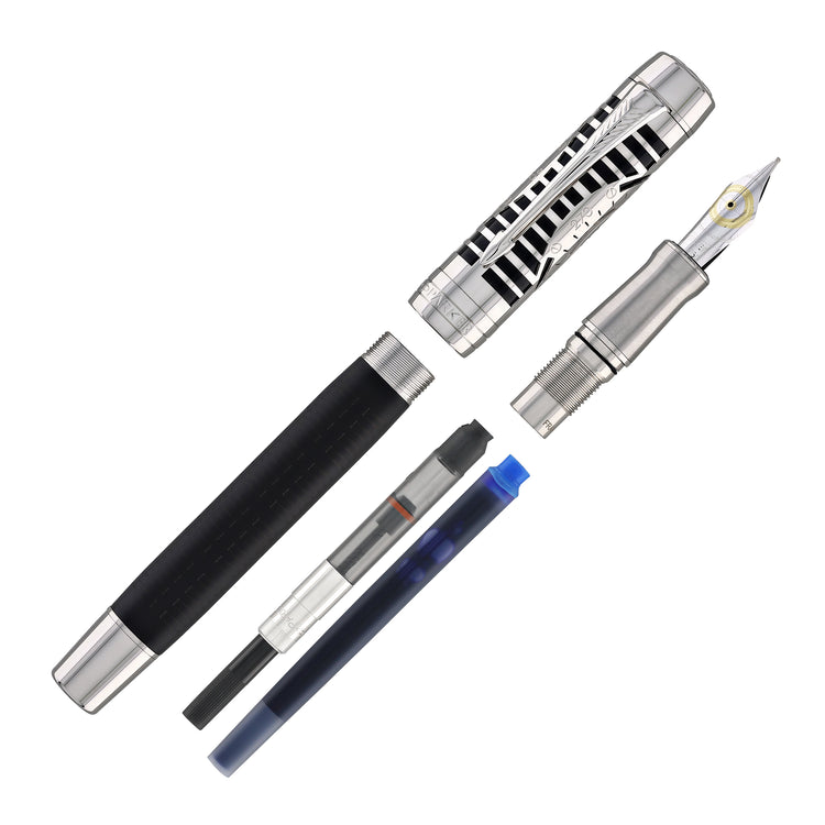 Parker Duofold Legacy of Flight Fountain Pen in Matte Black with Palladium Trim - 18K Gold